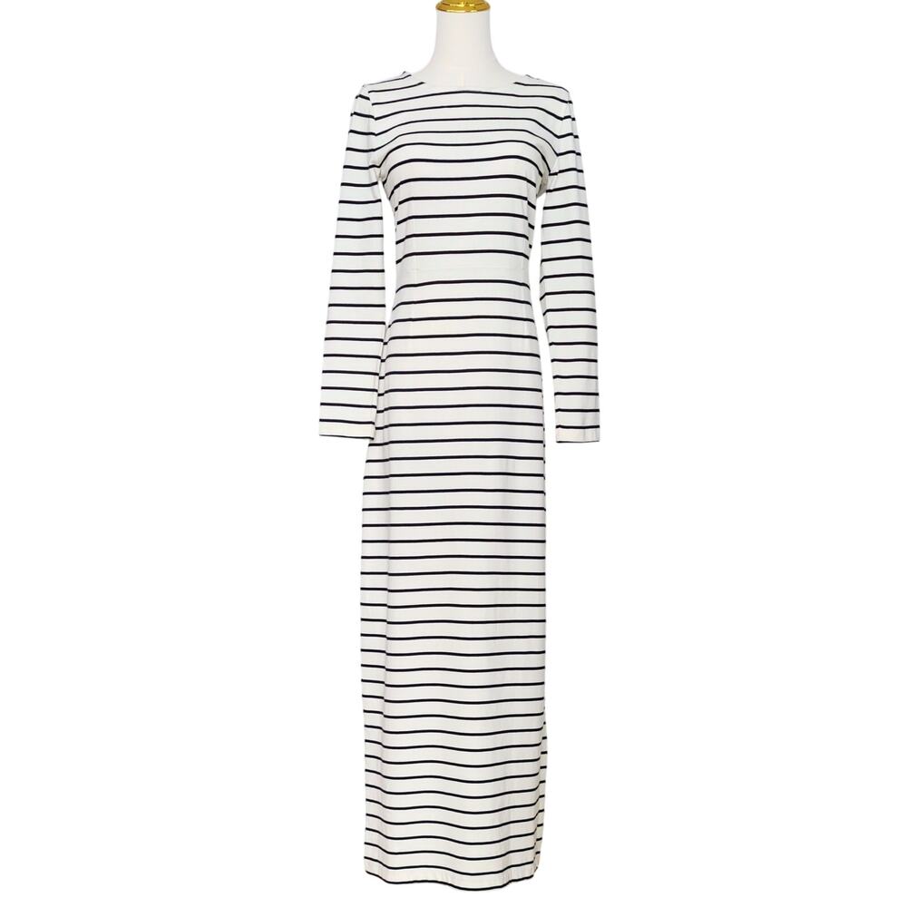 J. Crew Black/White Striped Long Sleeve Cotton Maxi Dress Size Small